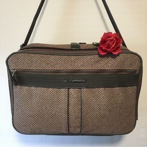 Vtg Samsonite Siihouette 4 Tweed Expandable Tweed Carryon Shoulder Bag